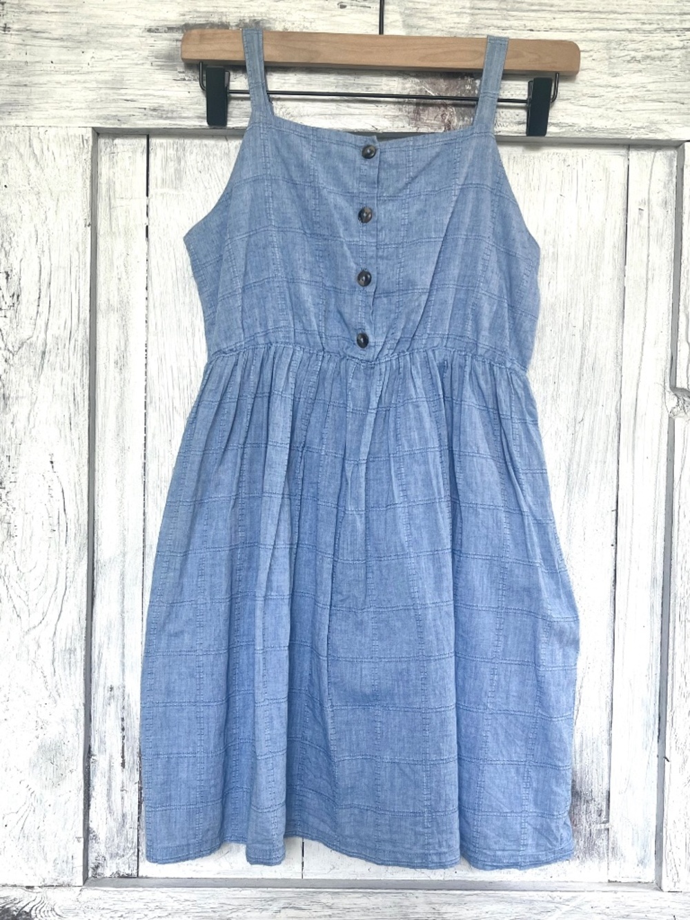 Cat & Jack-Blue-Girls Chambray-Esque/Denim-Esque-Sundress- Size L (10-12)